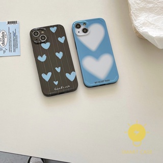 For เคสไอโฟน 14 Pro Max [Blue Heart Couple] เคส Phone Case For iPhone 14 Pro Max Plus 13 12 11 For เคสไอโฟน11 Ins Korean Style Retro Classic Couple Shockproof Protective TPU Cover Shell