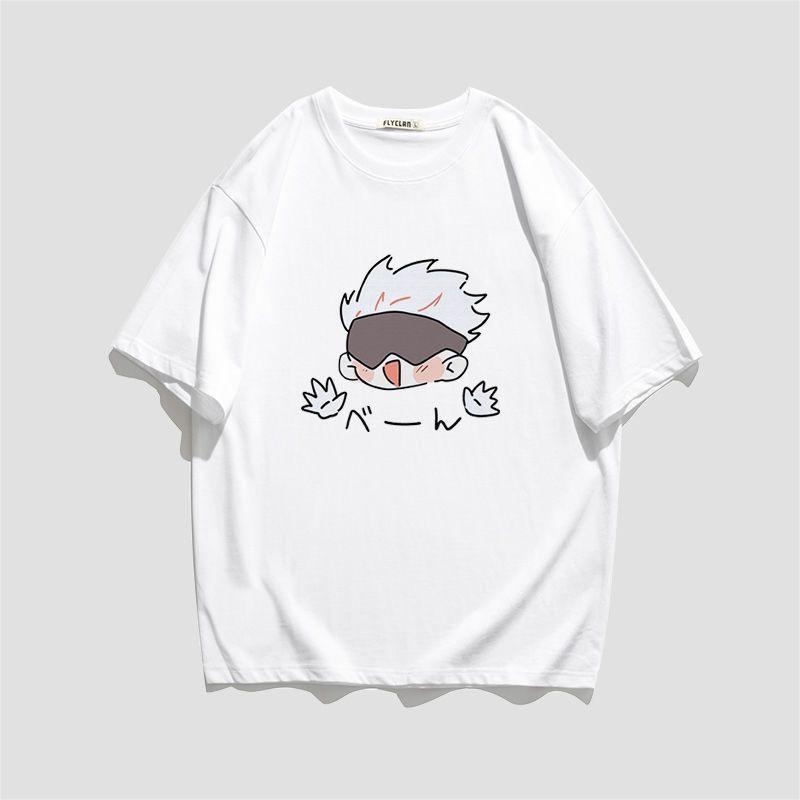 【สปอตสินค้า】 Jujutsu Kaisen อะนิเมะเสื้อยืดแขนสั้นน่ารัก Gojo Satoru รูปแบบพิมพ์ผ้าฝ้ายแขนสั้นเสื้อยืดฤดูร้อนใหม่
