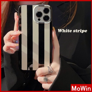 Mowin - เข้ากันได้สำหรับ เคสไอโฟน เคสไอโฟน11 เคส iphone 11 สีดำเงา TPU นุ่มกันกระแทกป้องกันกล้องลายทางสีดำและสีขาวเรียบง่ายเข้ากันได้กับ iPhone 13 Pro max 12 Pro Max 11 xr xs max 7 8