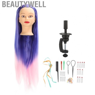 Beautywell Hair Mannequin Head  High Temperature Silk Silicone PP Excellent Soft Wig Blue Pink Tool Comfortable Touch for Salon