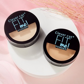 🚗ส่งไว แป้งสองชั้น แป้งผสมรองพื้น Clever Cat fit me powder แป้งพัฟ แป้งผสมรองพื้น 2 ชั้น 18g