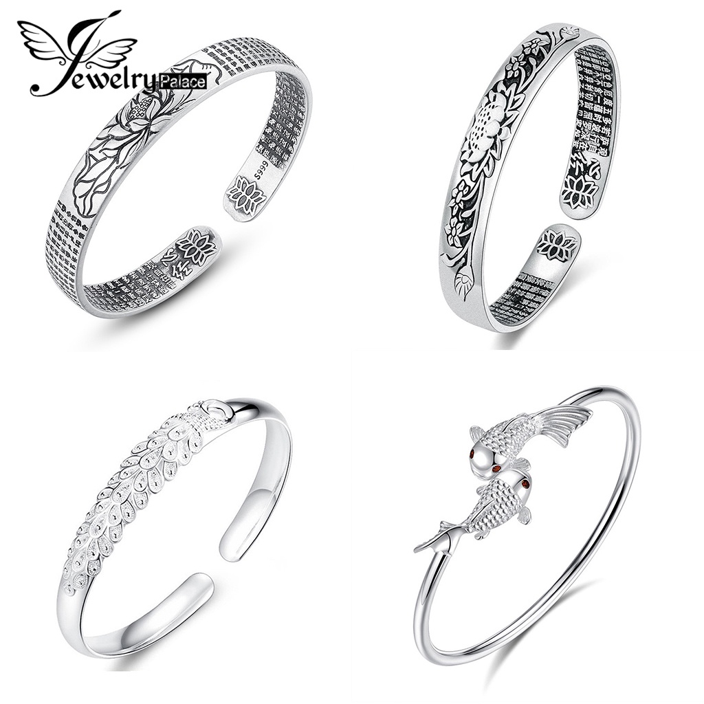 Jewelrypalace สร้อยข้อมือเงิน 925 ประดับเพชรโมอิส เรียบง่าย สําหรับผู้หญิง M057