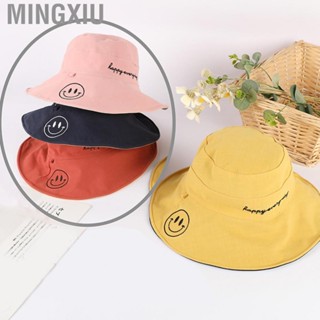 Mingxiu Adults Bucket Hats Smiling Face Decoration Wide Brim Sun Proof Summer Fisherman s Caps