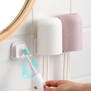 [ขายดี] 2-in-1 ที่วางแปรงสีฟัน และแก้ว แบบติดผนัง สไตล์ญี่ปุ่น สําหรับห้องน้ํา