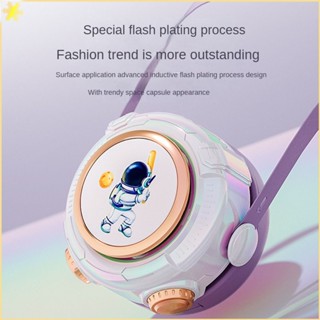 [LBE] Cute Space Capsule Usb Charging Mini Leafless Neck Fan Portable Cartoon Mini Small Fan Outdoors Cooling Electric Fans