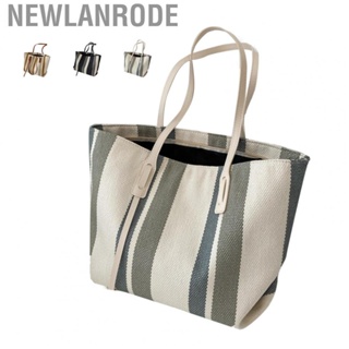 Newlanrode Korean Shoulder Bag Large  Simple Vertical Stripe Style Durable  for Party Shopping Office