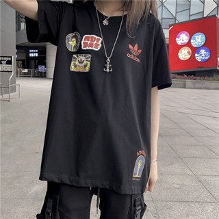 Adldas เสื้อยืดคอกลม แขนสั้น ผ้าฝ้าย 100% สําหรับผู้ชาย และผู้หญิง