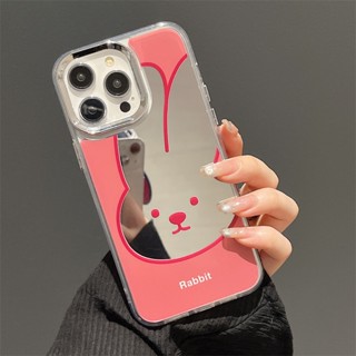 เคสโทรศัพท์มือถือ ซิลิโคน ลายการ์ตูน Three-in-One พร้อมกระจก สําหรับ iPhone 14 13 12 11 PROMAX XS XR XSMAX SE2020 6 7 8PLUS MINI 14promax 13 12 11Pro