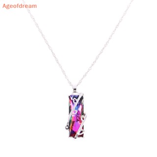 [Ageofdream] ใหม่ สร้อยคอโซ่ยาว จี้หินฝน ใบไม้ แก้วคริสตัล ทรงสี่เหลี่ยม