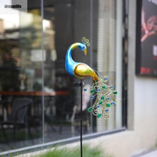 【DREAMLIFE】Metal Peacock/Half Moon Solar Light Up Outdoor Garden Novelty LED Ornament Lamp