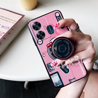 เคสโทรศัพท์มือถือ TPU แบบนิ่ม ลายกล้องถ่ายรูป พร้อมที่ตั้งวางพับได้ สําหรับ Realme 11 Pro+ 10 Pro 5G CocaCola Edition 9 9i C55 C30 C33 C35 4G GT NEO5