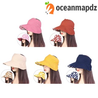 OCEANMAPDZ หมวกปีกกว้าง ผ้าฝ้าย ป้องกันรังสีอัลตราไวโอเลต ขนาดใหญ่ เหมาะกับเดินชายหาด แฟชั่นฤดูร้อน