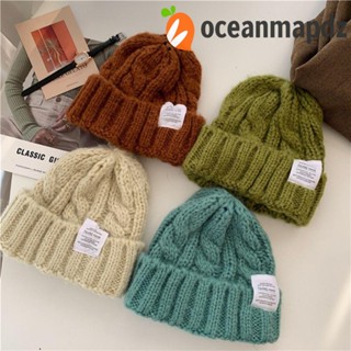 OCEANMAPDZ หมวกบีนนี่ถักโครเชต์ สีแคนดี้ สไตล์เกาหลี ให้ความอบอุ่น เหมาะกับฤดูหนาว กลางแจ้ง