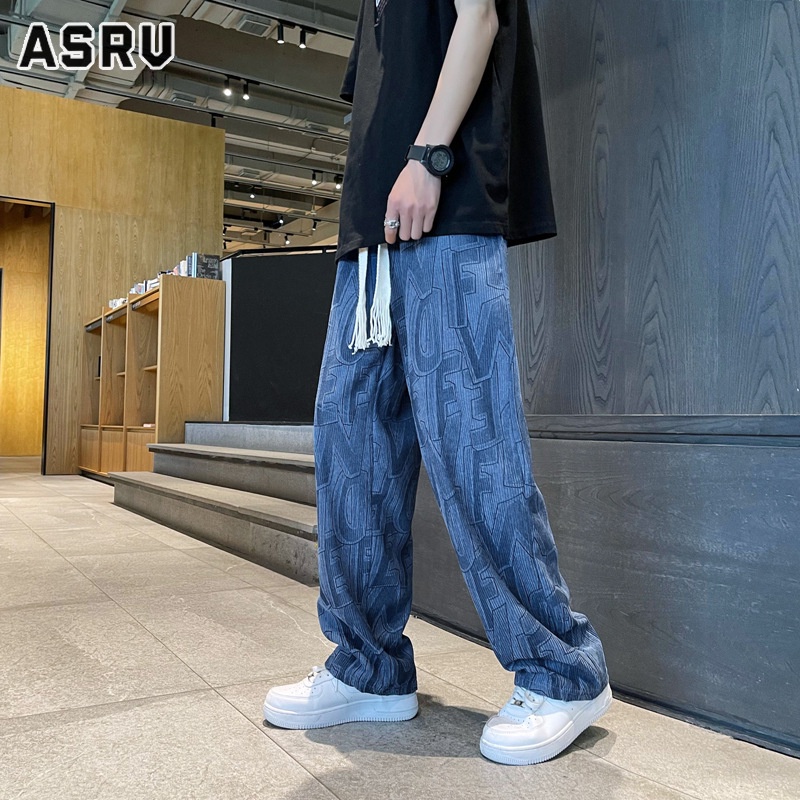 ASRV กางเกงขายาวผู้ชาย รสนิยมการออกแบบเฉพาะแบรนด์แฟชั่นฮ่องกงเดรปกางเกงขากว้างทรงตรงหล่อบุคลิกไฮสตรีท