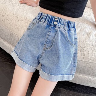 Girls Denim Shorts 10-15-Year-Old Childrens Pants Summer Trendy Wide-Leg Girls Shorts for Outer Wear Students a1Z5