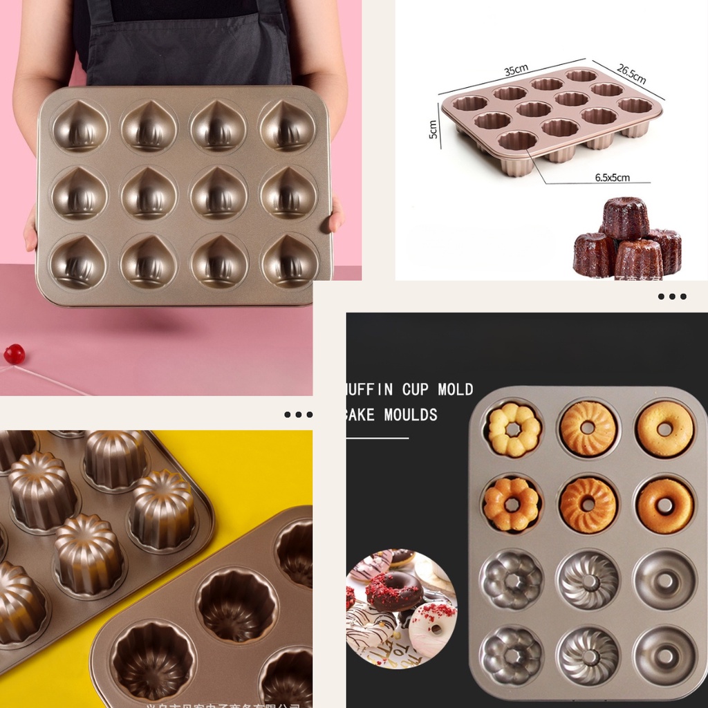 ถาดอบคานาเล่ โดนัท chestnut เคลือบเทฟล่อน 12 หลุม