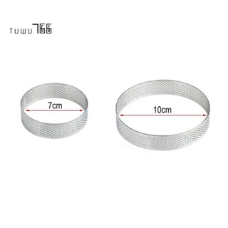 แม่พิมพ์ทาร์ต สเตนเลส ทรงกลม พร้อมรู สําหรับทําเค้ก มูส ผลไม้ พาย 10 ชิ้น