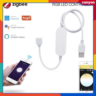 Tuya Zigbee Smart Mini Led Strip Controller 5v/12v/24v Rgb Dimmer Controller โทรศัพท์สมาร์ท App Control รองรับ Voice Control canyon