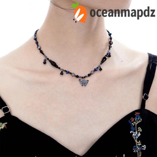 OCEANMAPDZ สร้อยคอ จี้ลูกปัด รูปผีเสื้อ สไตล์วินเทจ แฟชั่นเรโทร สําหรับผู้หญิง