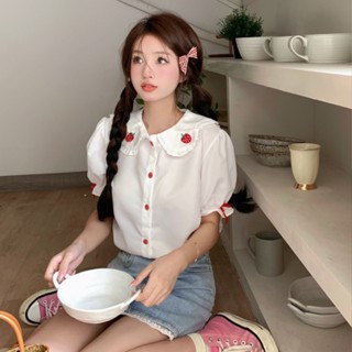 Misssumey เสื้อเชิ้ตแขนสั้น ปักลาย สไตล์เกาหลี สําหรับผู้หญิง