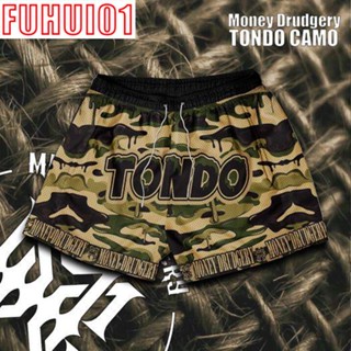 (Fuhui01) Moneydrudgery Tondo Camo กางเกงขาสั้น ผ้าตาข่าย