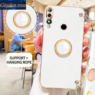 เคสโทรศัพท์มือถือ ลายต้นไม้ Gloden พร้อมขาตั้ง และสายคล้อง สําหรับ Huawei Y9 Prime 2019 Y7 Prime 2019 Y6 2019