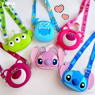 Lotso Stitch Angel Alien Sullivan กระเป๋าสะพายไหล่ ซิลิโคน ของขวัญ สําหรับเด็กผู้หญิง หมีสตรอเบอร์รี่ กระเป๋าเครื่องสําอาง กระเป๋าช้อปปิ้ง