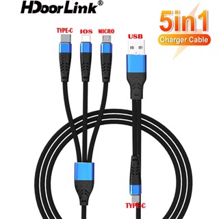 Hdoorlink 5 In 1 สายชาร์จ USB-C ชาร์จเร็ว สําหรับ IOS 14 13 12 11 Huawei Xiaomi USB IOS Type C สายชาร์จไมโคร