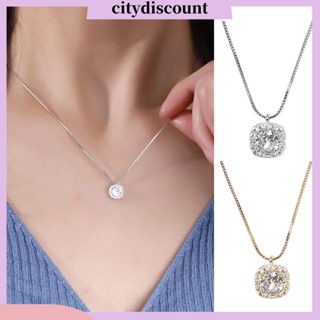 &lt;citydiscount&gt; สร้อยคอ จี้เพชรเทียม ทรงสี่เหลี่ยม เรียบง่าย หรูหรา เครื่องประดับ สําหรับผู้หญิง