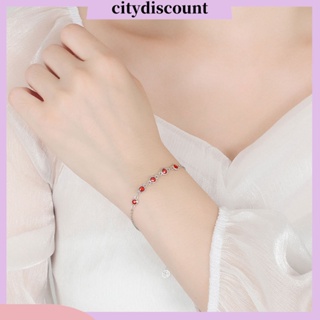 &lt;citydiscount&gt; สร้อยข้อมือโซ่ ลูกปัดกลิตเตอร์ พลอยเทียม 5 เม็ด เรขาคณิต หลากสี เครื่องประดับแฟชั่น สําหรับสวมใส่ทุกวัน