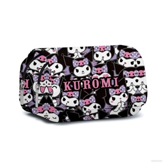 Sq3 Sanrio Kuromi กล่องดินสอ ลายการ์ตูนน่ารัก สองชั้น ความจุขนาดใหญ่ สําหรับนักเรียน ปากกา เครื่องเขียน