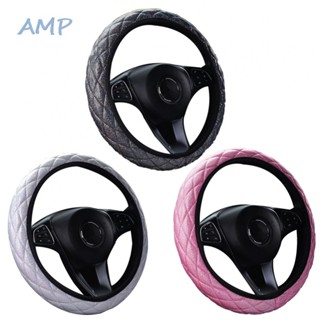 ⚡BABYCITY-TH⚡Steering Wheel Cover For 37-38CM Leather Pink Wear-resistant White 1 Piece⚡NEW 7