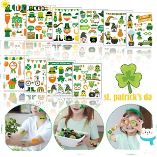 LILY St Patricks Day สติกเกอร์รอยสัก กันน้ํา ลายการ์ตูน หมวกสีเขียว 10 แบบ