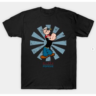 เสื้อยืดคอกลม แขนสั้น ผ้าฝ้ายแท้ พิมพ์ลายการ์ตูน Popeye Oliver สไตล์อเมริกัน สําหรับผู้ชาย และผู้หญิง S-5XL