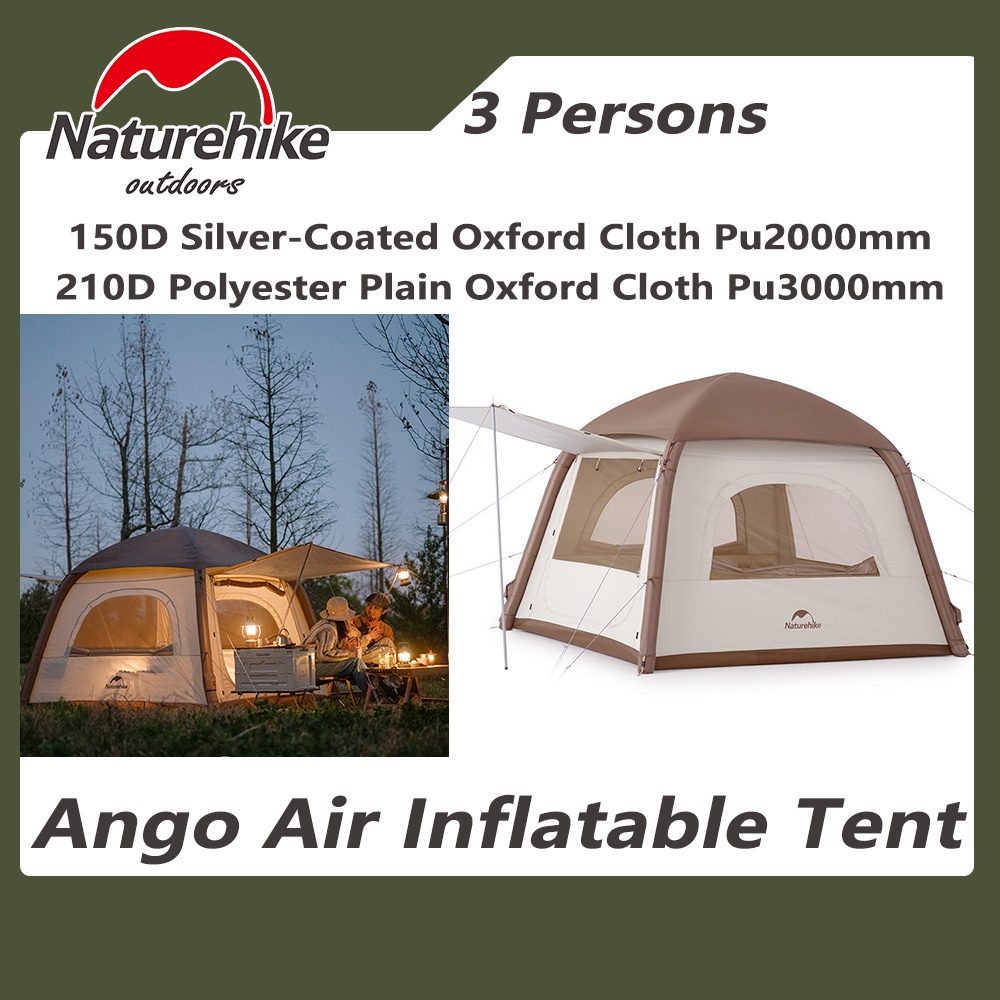 Naturehike Ango Air Inflatable Tent Camping 3 Person Tent Outdoor Silver Coated Sunscreen Rain Tent