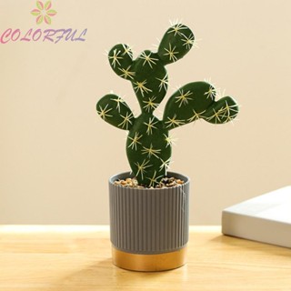 【COLORFUL】Adorable Plastic Cactus Plant in Pot for Home Office Wedding Decoration