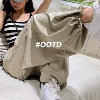 OOTD SHOP กางเกงขายาว คาร์โก้ กางเกง ผู้หญิงแฟชั่นเกาหลี A20M06X