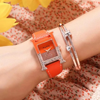 (($Most Popular $) นาฬิกาข้อมือแฟชั่น ลายตัวอักษร H Deluxe Orange ของขวัญวันวาเลนไทน์ สําหรับผู้หญิง