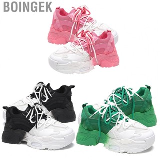 Boingek Casual Running Shoes  Women Sports Thick Bottom Breathable Inner Color Contrasting Comfortable for Exercise