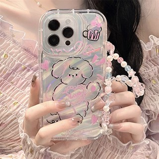 [พร้อมส่ง] เคสโทรศัพท์มือถือ ลายกระดาษเลเซอร์ พร้อมสายคล้องมือ สําหรับ Apple iPhone 15 14 13 12 11 PROMAX XS XR XSMAX SE2020 6 7 8PLUS MINI