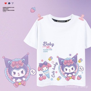 เสื้อยืดแขนสั้นลําลอง ผ้าฝ้าย 100% พิมพ์ลายการ์ตูน Melody Kuromi สไตล์ใหม่ สําหรับเด็กผู้หญิง 2023