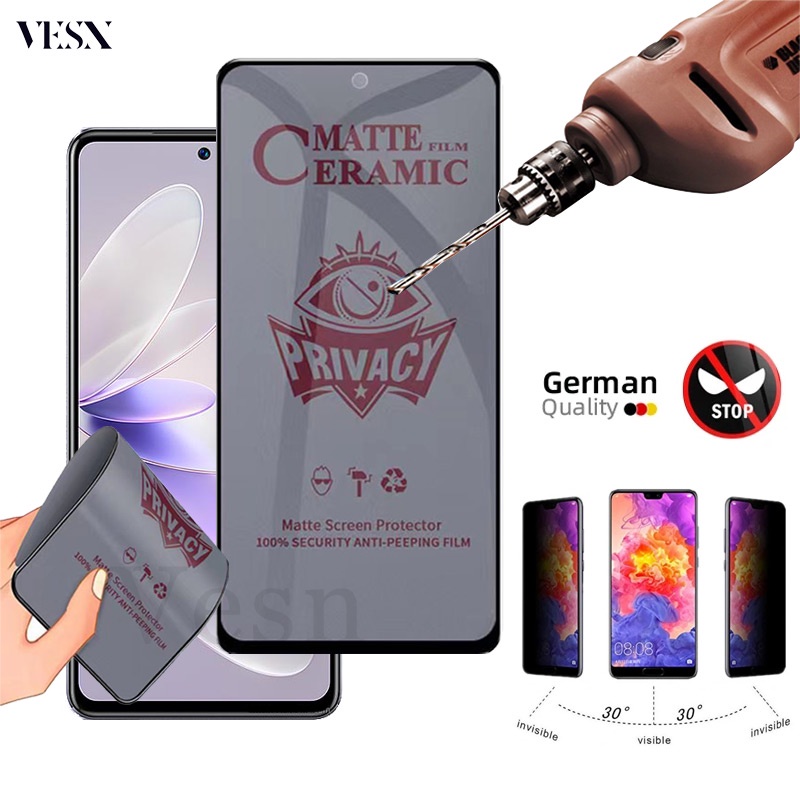 ฟิล์มเซรามิกกันเสือกกันมอง แบบเต็มจอ รูกล้อง งอได้ ไม่แตก ไม่ใช่ กระจก VIVO V50 V40 V30 Lite V29E V27E V25E V20 SE T3 T1 X60 V19 Pro V23E V21 V21E 4G 5G 2025