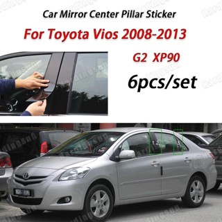 สติกเกอร์ฟิล์มติดเสากระจกรถยนต์ สีดํามันวาว สําหรับ Toyota Vios G2 XP90 G3 XP150 2008-2022