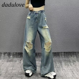 DaDulove💕 New American Ins High Street Retro Ripped Jeans Niche High Waist Wide Leg Pants Large Size Trousers