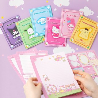 Sanrio กระดาษโน้ตมีกาว สติกเกอร์ ลาย Hellokitty Kuromi Cinnamoroll ฉีกได้ สําหรับติดตกแต่งสมุดโน้ต