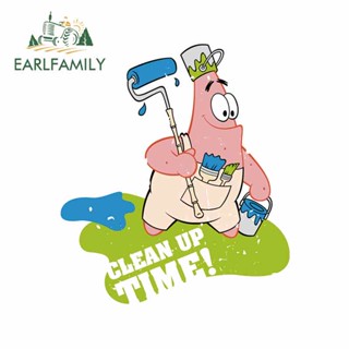 Earlfamily สติกเกอร์ไวนิล ลายการ์ตูนอนิเมะ Patrick Star ขนาด 13 ซม. x 11.3 ซม. ป้องกันรอยขีดข่วน แบบสร้างสรรค์ สําหรับติดตกแต่งรถยนต์