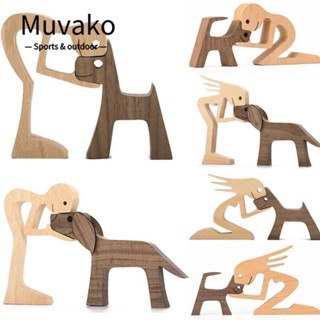 Muvako ฟิกเกอร์ไม้ รูปสุนัข สําหรับตกแต่งบ้าน