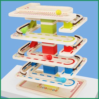 Montessori Trackers Drop and Roll Tower พร้อม 8-Tier และ 4 s Ramp Whirling Tower Game ของเล่นสําหรับเด็กวัยหัดเดิน อายุ 1-3 ปี