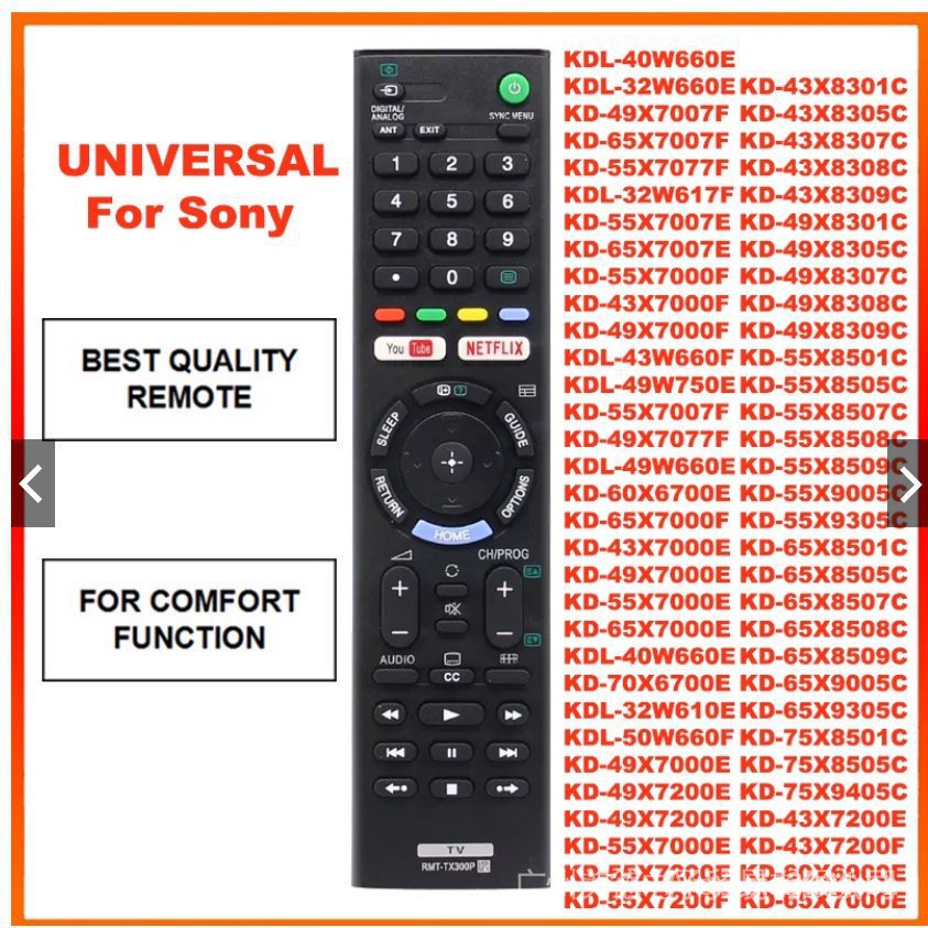 UNIVERSAL Sony TV BRAVIA SMART LCD LED ANDROID ปุ่มสมาร์ทรีโมทคอนโทรลใหม่ RMT-TX300P สําหรับ TX300E 