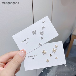 [FREG] 6Pcs/set Simple Crystal Stud Earring Set For Women Butterfly Zircon Earrings Girl Party Wedding Engagement Jewelry Accessories FDH